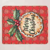 Couverture Sherpa Cookie de Noël avec des baies de houx rouges (Devant (Horizontal))