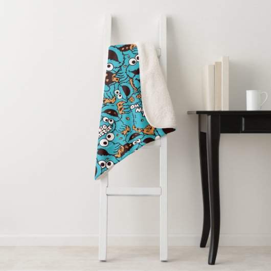 Couverture Sherpa Cookie Monster | Nom Nom Nom Nom Motif (En situation)