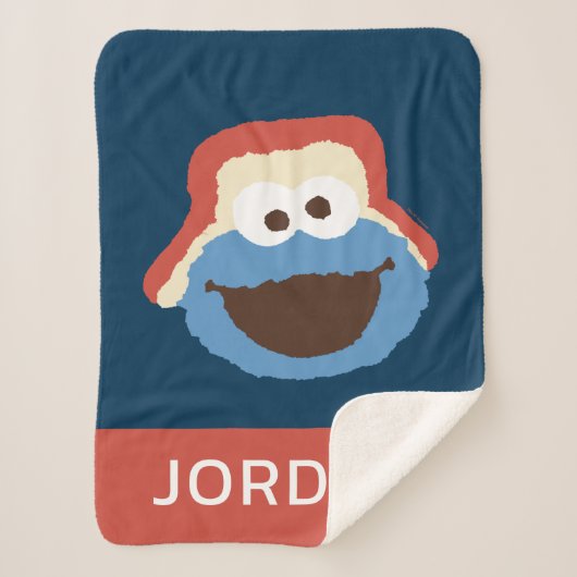 Couverture Sherpa Cookie Monster Woodland Face | Ajouter Votre Nom (Devant)