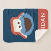 Couverture Sherpa Cookie Monster Woodland Face | Ajouter Votre Nom (Devant (Horizontal))