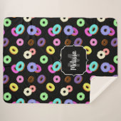 Couverture Sherpa Cool amusant beignets colorés motif noir Monogramm (Devant (Horizontal))