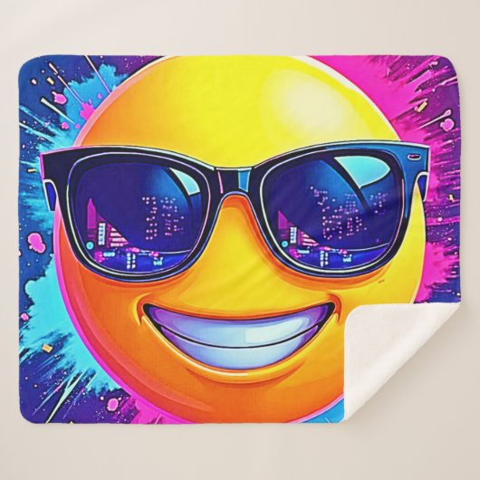 Couverture Sherpa Cool 😎 Emoji Fun (Devant (Horizontal))