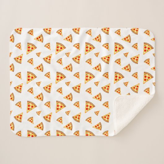 Couverture Sherpa Cool et amusant pizza tranches motif blanc blanc (Devant (Horizontal))