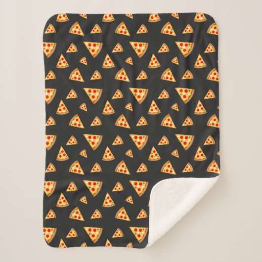 Couverture Sherpa Cool et amusant pizza tranches motif gris foncé (Devant)