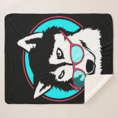 Couverture Sherpa Cool Husky Alaskan portant des lunettes Amateurs (Devant (Horizontal))