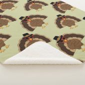 Couverture Sherpa Cool Turquie Thanksgiving fun brun vert motif (3/4)