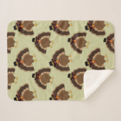 Couverture Sherpa Cool Turquie Thanksgiving fun brun vert motif (Devant (Horizontal))