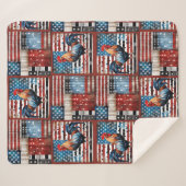 Couverture Sherpa Coq American Flag Pièce d'art populaire (Devant (Horizontal))