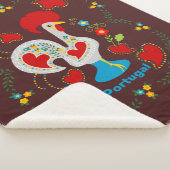 Couverture Sherpa Coq traditionnel de Barcelos en blanc (3/4)