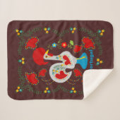 Couverture Sherpa Coq traditionnel de Barcelos en blanc (Devant (Horizontal))