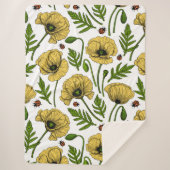 Couverture Sherpa Coquelicots jaunes et coccinelles (Devant)