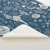 Couverture Sherpa Coques de mer sur bleu foncé (3/4)