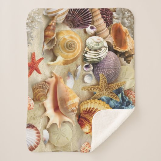 Couverture Sherpa Coques de mer sur la plage (Devant)