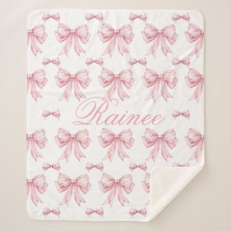 Couverture Sherpa Coquette Bow rose Personnalisée Y2K Bow Girly