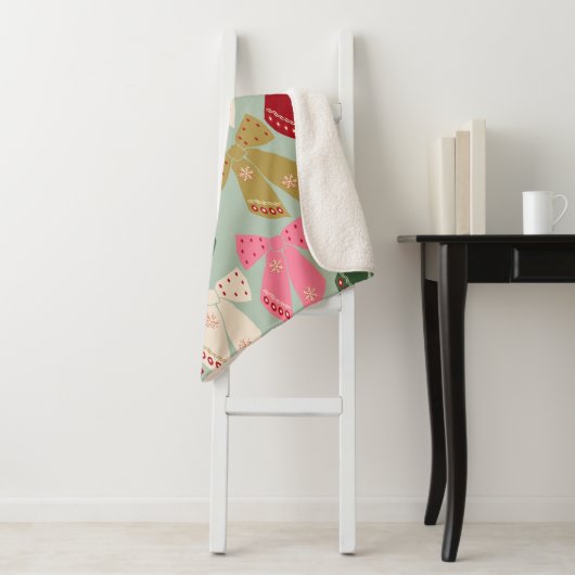 Couverture Sherpa Coquette des vaches de Noël rétro (En situation)