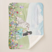 Couverture Sherpa Coquette Fille et Chien Printemps Pré Sherpa Blank (Devant)