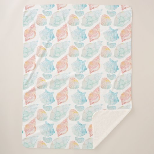 Couverture Sherpa Coquillage d'aquarelle Sherpa Blanche (Devant)