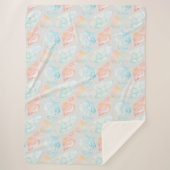 Couverture Sherpa Coquillage d'aquarelle Sherpa Blanche (Devant)