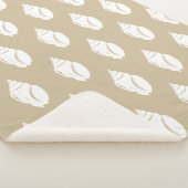 Couverture Sherpa Coquilles marines blanches côtières et taupe (3/4)