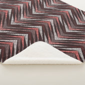 Couverture Sherpa Corail, gris, motif brun zigzag. (3/4)
