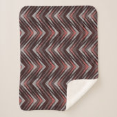 Couverture Sherpa Corail, gris, motif brun zigzag. (Devant)