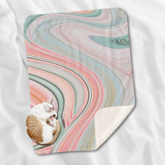 Couverture Sherpa corail rose vif menthe vert arc-en-ciel tourbillon