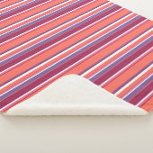 Couverture Sherpa Corail vivant, bandes rouge et violet (3/4)