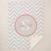 Couverture Sherpa Coral Chevron Monogramme (Devant)