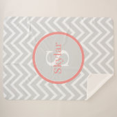 Couverture Sherpa Coral Chevron Monogramme (Devant (Horizontal))