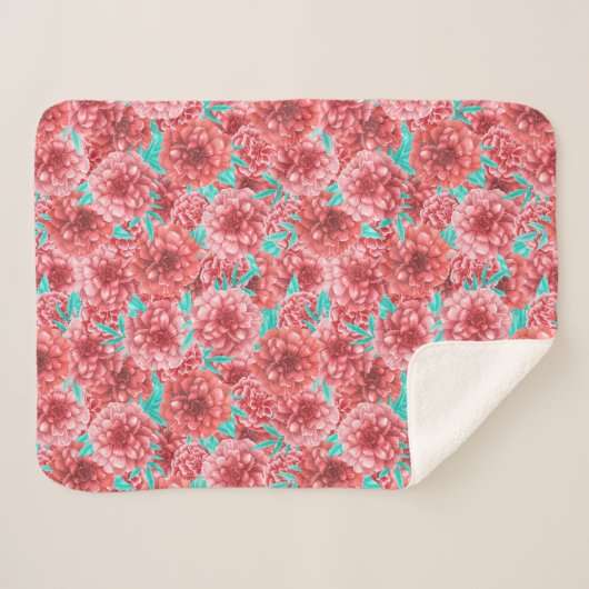 Couverture Sherpa Coral Floral (Devant (Horizontal))