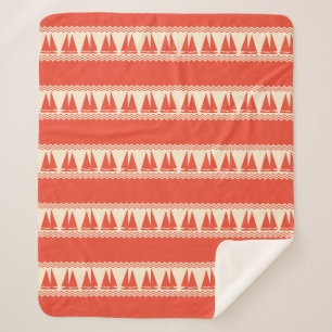 Couverture Sherpa Coral Nautical Sailboat Coastal Stripes