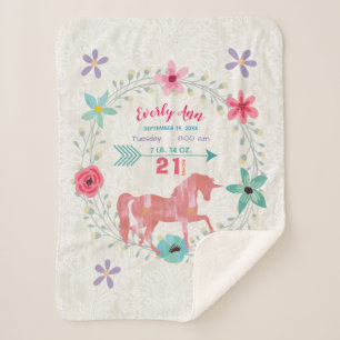 Couverture Sherpa Coral Unicorn Baby Girl Statistiques Watercolor Wr