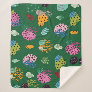 Couverture Sherpa Coraux et Plantes de mer : Motif sous-marin