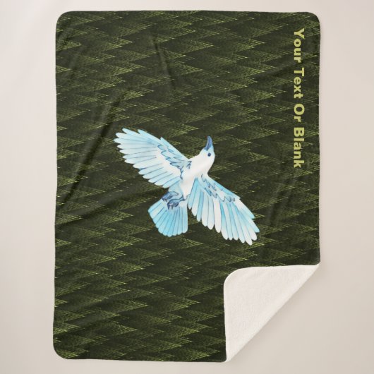 Couverture Sherpa Corbeau blanc sur conifères fragiles (Devant)