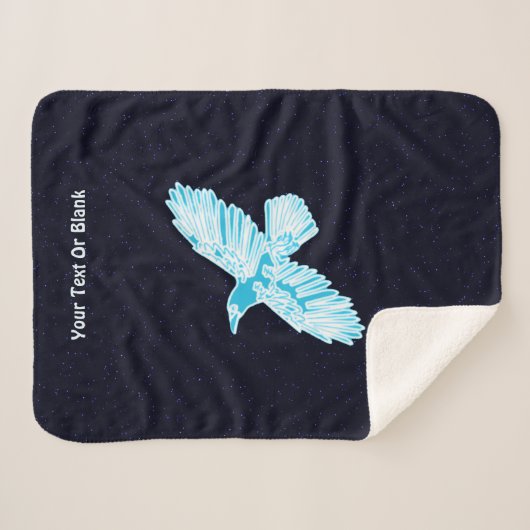 Couverture Sherpa Corbeau bleu sur étoiles (Devant (Horizontal))