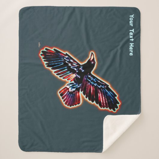 Couverture Sherpa Corbeau Iridescendant (Devant)