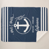 Couverture Sherpa Corde d'Ancres nautiques bleu marine M & Mme (Devant (Horizontal))