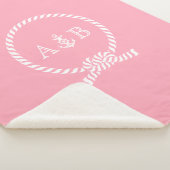 Couverture Sherpa Corde rose et Ancre Monogrammé (3/4)