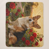Couverture Sherpa Corgi dans les Roses II (Devant)