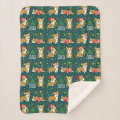 Couverture Sherpa Corgi de Noël | ouaf ouaf Woof (Devant)