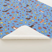 Couverture Sherpa Corgi Fall Leaves Dusty Blue (3/4)