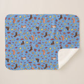 Couverture Sherpa Corgi Fall Leaves Dusty Blue (Devant (Horizontal))