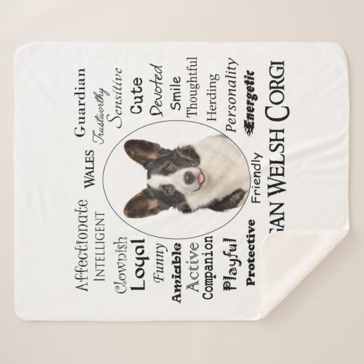 Couverture Sherpa Corgi Traits (Devant (Horizontal))