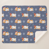 Couverture Sherpa Corgis à Santa Hats et Snowflakes Motif (Devant (Horizontal))