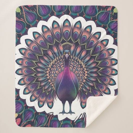 Couverture Sherpa Cosmic Peacock Mandala Fleece Blanket (Devant)