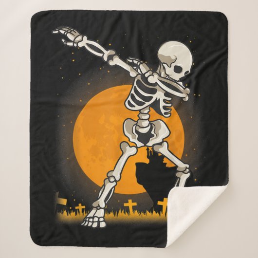 Couverture Sherpa Costume de squelette d'Halloween Dabbing (Devant)
