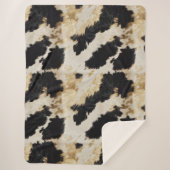 Couverture Sherpa Cosy Black Cream Gold Southwest Cowhide (Devant)