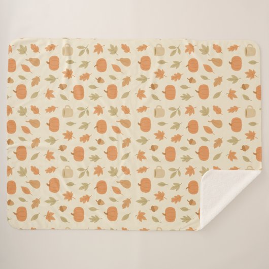 Couverture Sherpa Cosy épice Citrouille Automne Motif sans couture (Devant (Horizontal))