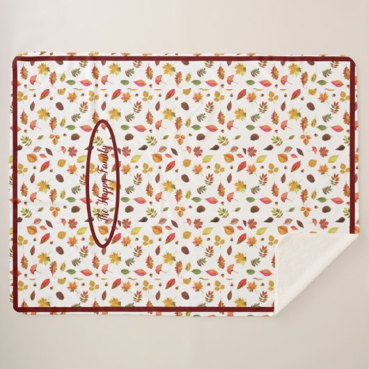 Couverture Sherpa Cosy Hiver Sherpa Blanket avec feuilles d'automne (Devant (Horizontal))