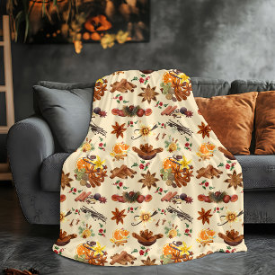 Couverture Sherpa Cosy Holiday Spice Blanche - Cannelle, Orange